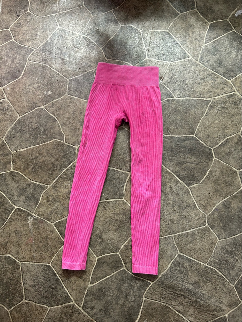 Bright Pink Ribbed Leggings